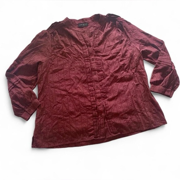 Lane Bryant eyelet burgundy red modest blouse boxy size 16 casual work office - Picture 1 of 8